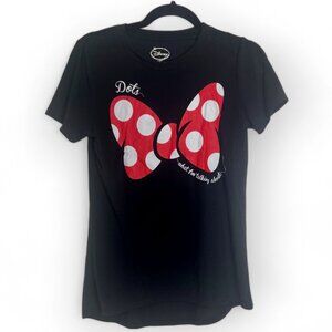 Disney Minnie Mouse Red Polka Dot Bow Black T-Shirt